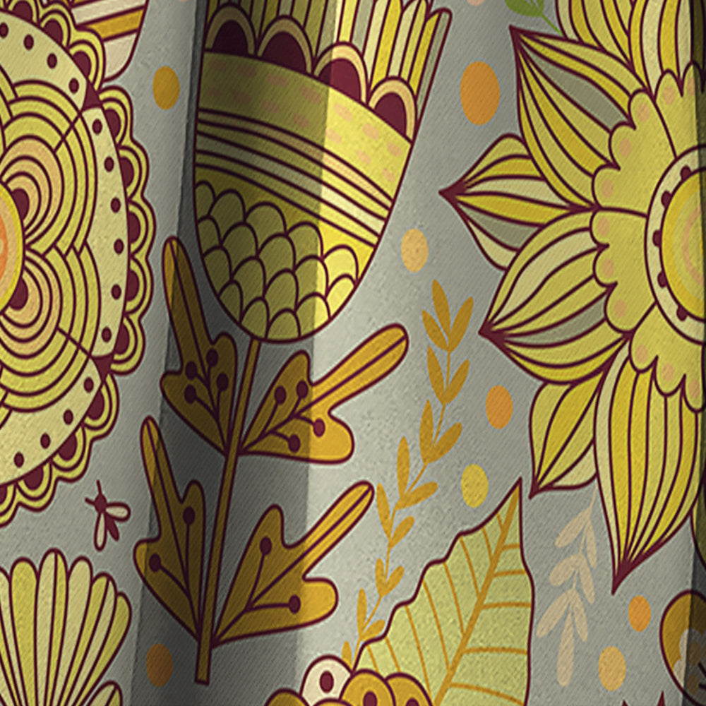 Flower Pattern Botanic Texture - Modern &amp; Contemporary Curtain - 1 Panel