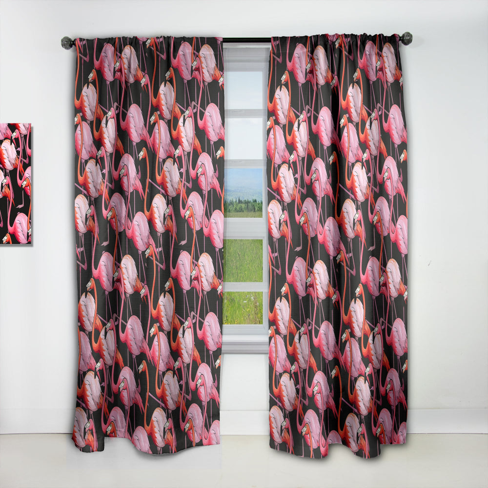Colorful Flamingo - Tropical Curtain - 1 Panel