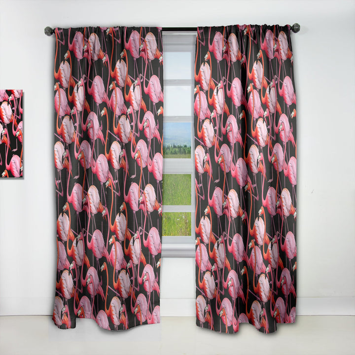 Colorful Flamingo - Tropical Curtain - 1 Panel