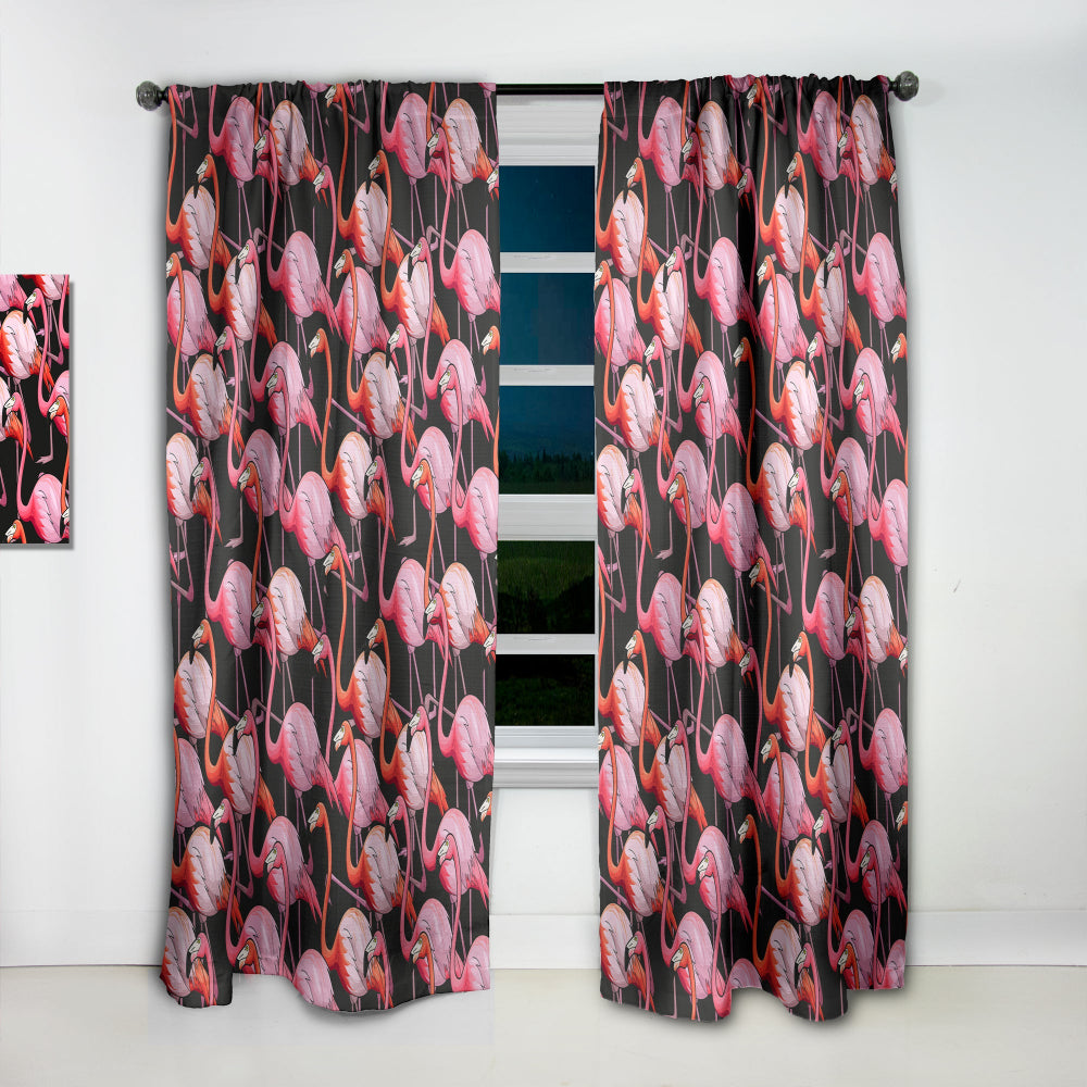 Colorful Flamingo - Tropical Curtain - 1 Panel
