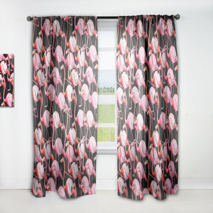 Colorful Flamingo - Tropical Curtain - 1 Panel