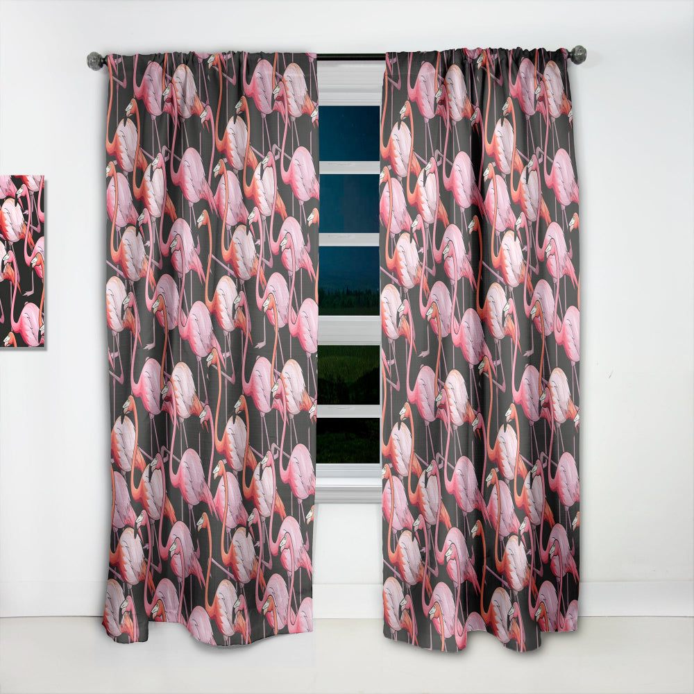 Colorful Flamingo - Tropical Curtain - 1 Panel