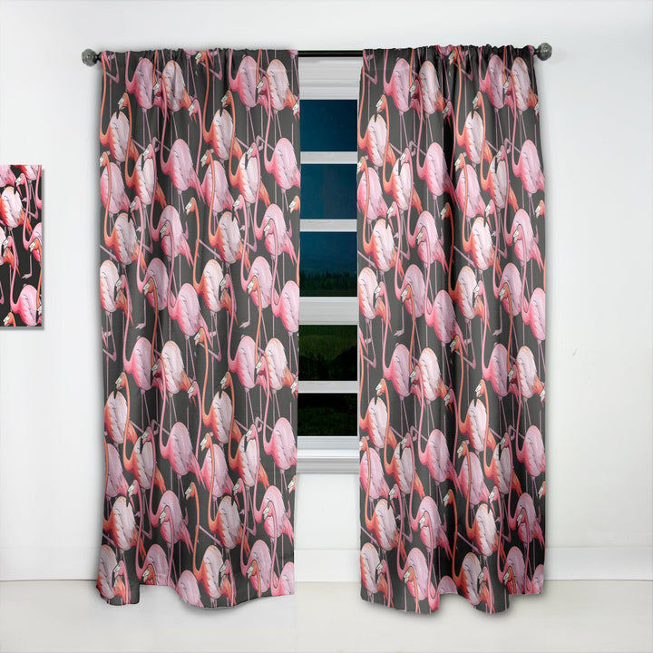 Colorful Flamingo - Tropical Curtain - 1 Panel