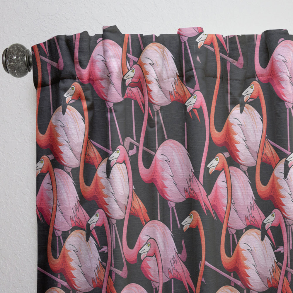 Colorful Flamingo - Tropical Curtain - 1 Panel