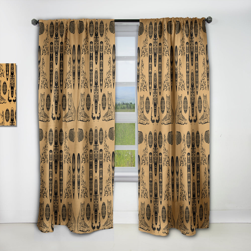 Ethnic Decorative Mask - African Curtain - 1 Panel
