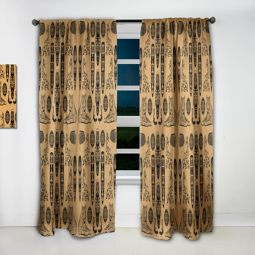 Ethnic Decorative Mask - African Curtain - 1 Panel
