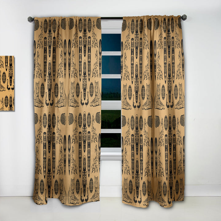 Ethnic Decorative Mask - African Curtain - 1 Panel