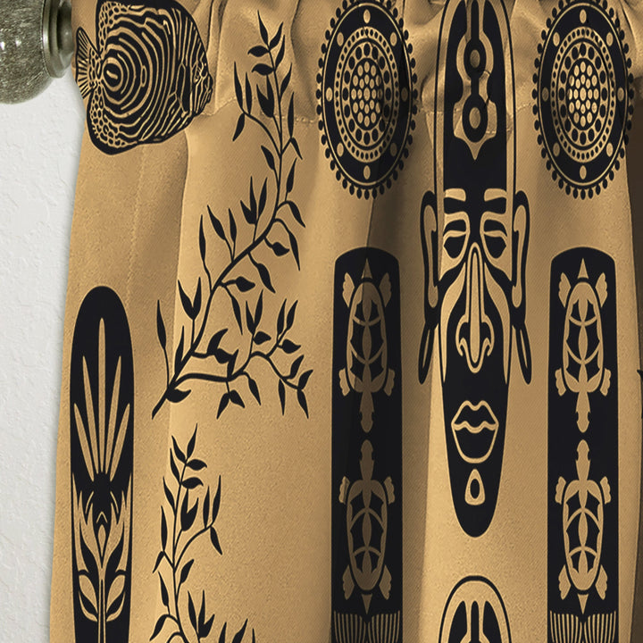 Ethnic Decorative Mask - African Curtain - 1 Panel