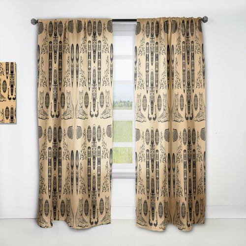 Ethnic Decorative Mask - African Curtain - 1 Panel