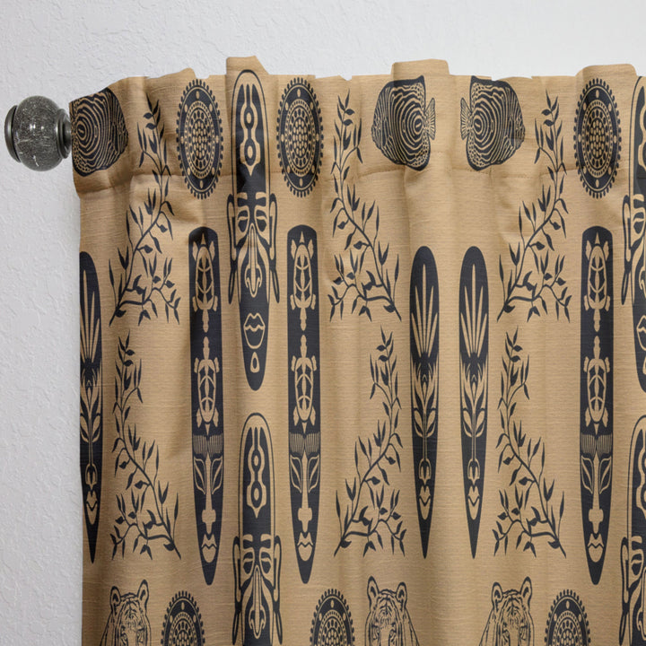 Ethnic Decorative Mask - African Curtain - 1 Panel