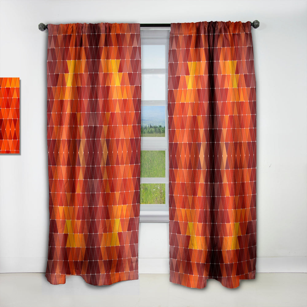 Triangular Geometry in Red and Orange - Modern &amp; Contemporary Curtain - 1 Panel