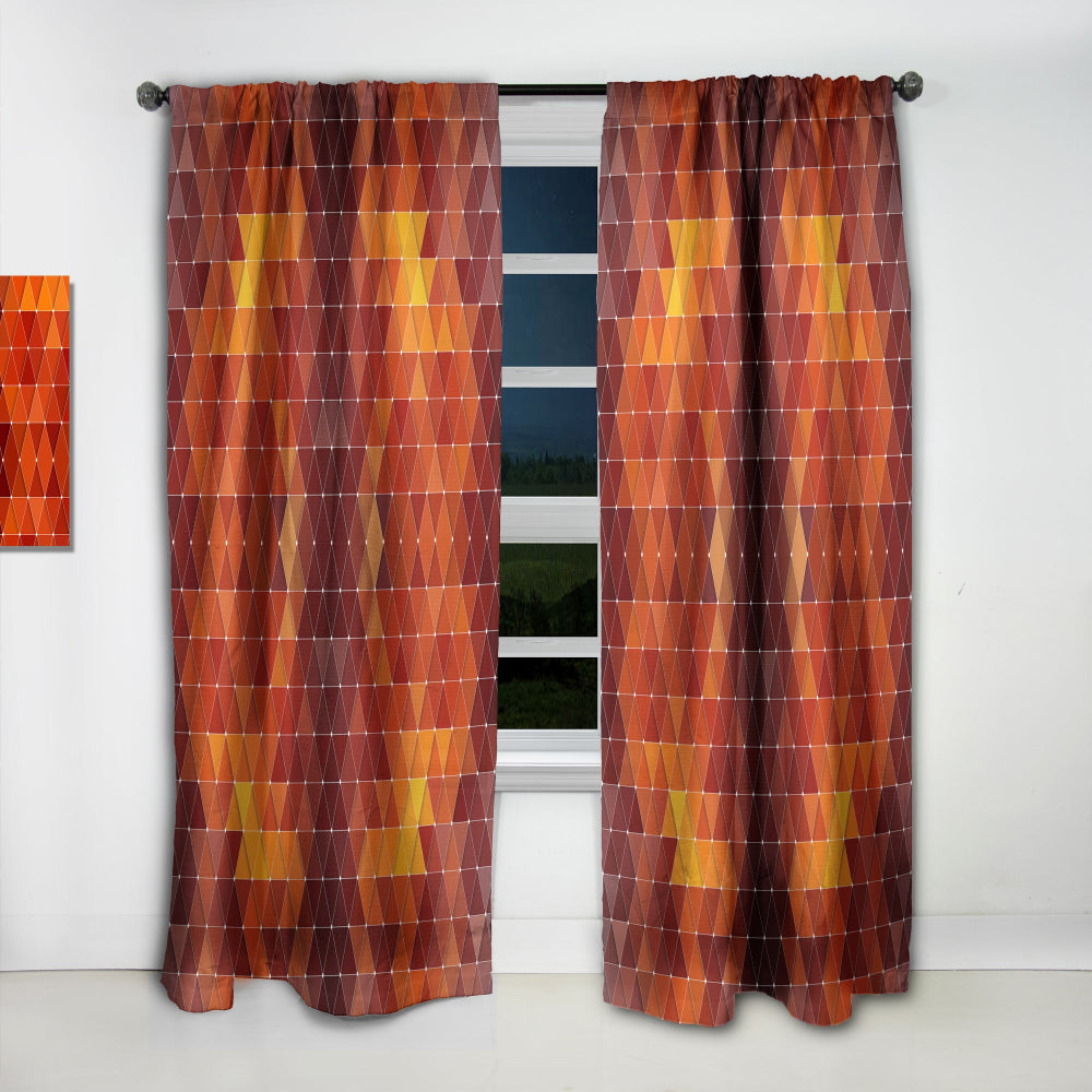 Triangular Geometry in Red and Orange - Modern &amp; Contemporary Curtain - 1 Panel