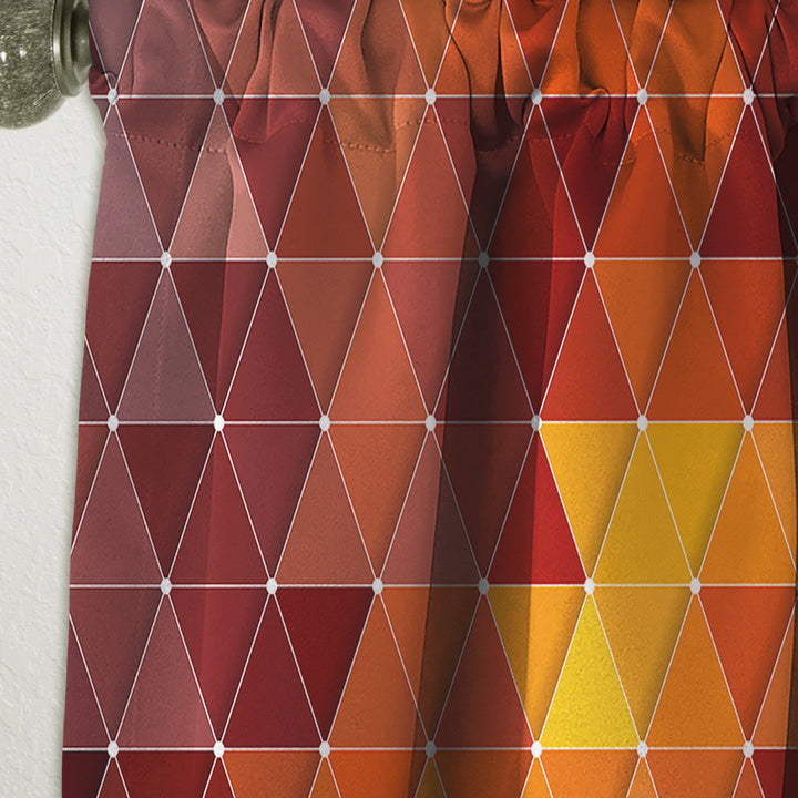 Triangular Geometry in Red and Orange - Modern &amp; Contemporary Curtain - 1 Panel