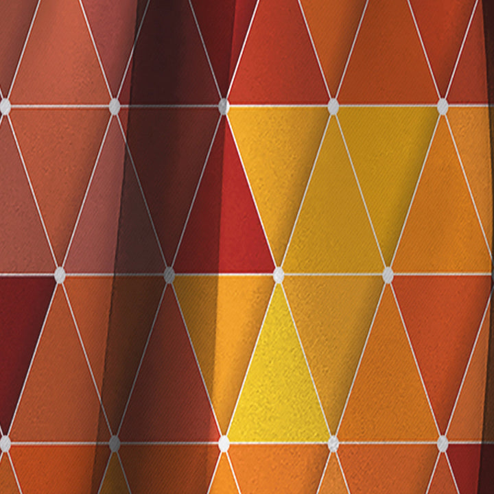 Triangular Geometry in Red and Orange - Modern &amp; Contemporary Curtain - 1 Panel