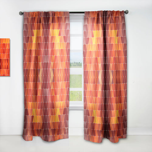 Triangular Geometry in Red and Orange - Modern & Contemporary Curtain - 1 Panel