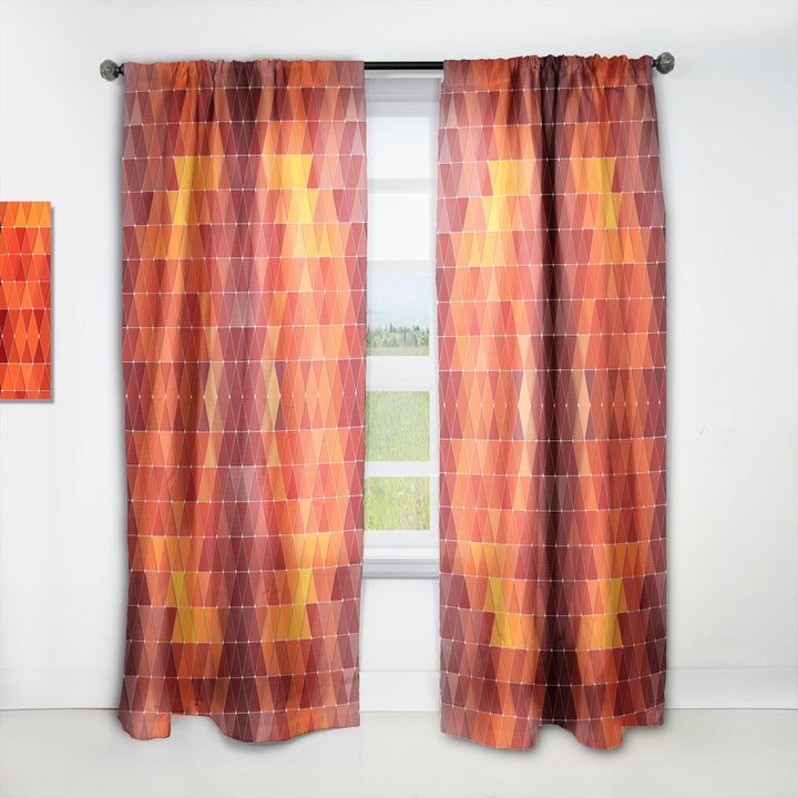 Triangular Geometry in Red and Orange - Modern &amp; Contemporary Curtain - 1 Panel