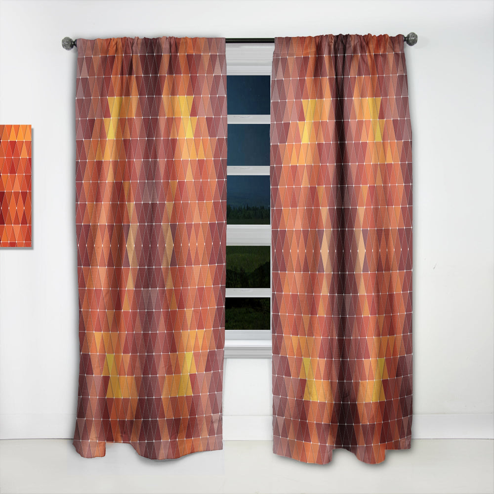 Triangular Geometry in Red and Orange - Modern &amp; Contemporary Curtain - 1 Panel