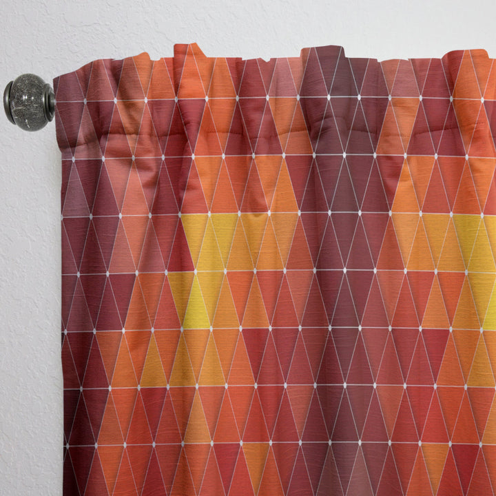 Triangular Geometry in Red and Orange - Modern &amp; Contemporary Curtain - 1 Panel