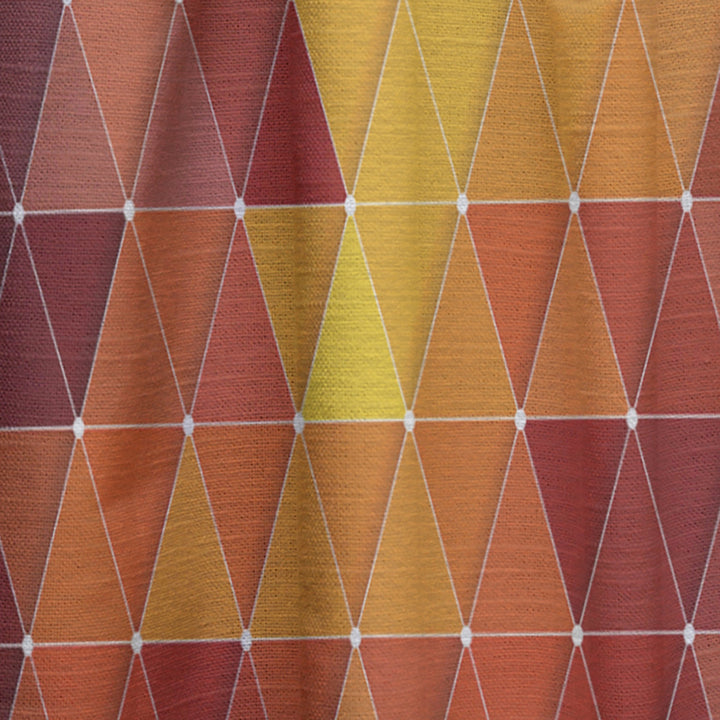 Triangular Geometry in Red and Orange - Modern &amp; Contemporary Curtain - 1 Panel