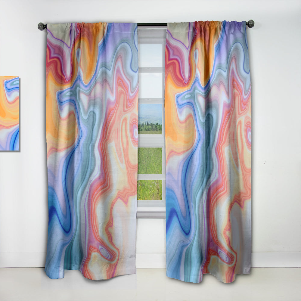 Marbled Colours in Blue, Green and Red - Modern &amp; Contemporary Curtain - 1 Panel