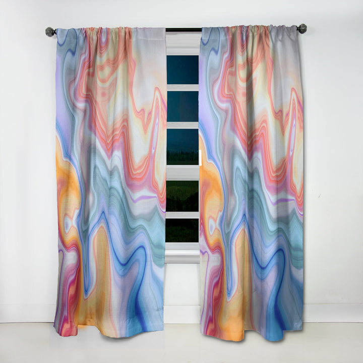 Marbled Colours in Blue, Green and Red - Modern &amp; Contemporary Curtain - 1 Panel