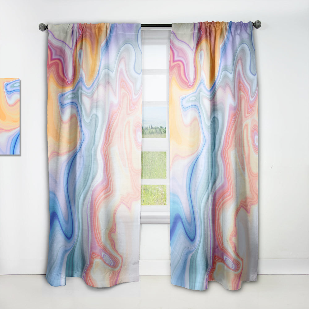 Marbled Colours in Blue, Green and Red - Modern &amp; Contemporary Curtain - 1 Panel