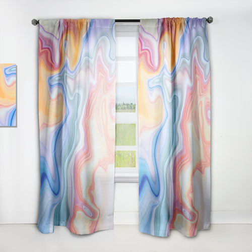 Marbled Colours in Blue, Green and Red - Modern & Contemporary Curtain - 1 Panel