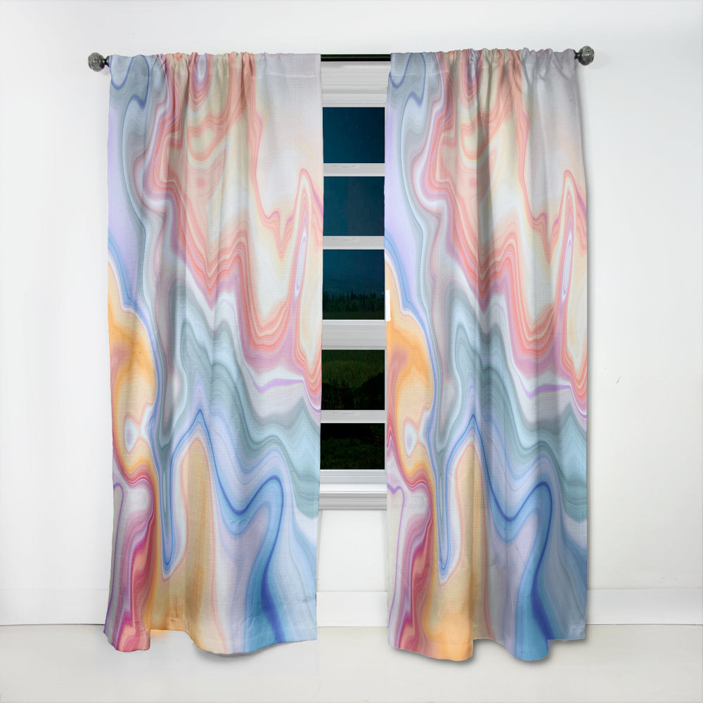 Marbled Colours in Blue, Green and Red - Modern &amp; Contemporary Curtain - 1 Panel