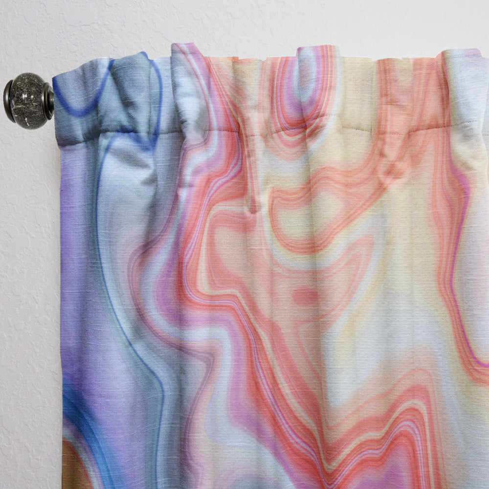 Marbled Colours in Blue, Green and Red - Modern &amp; Contemporary Curtain - 1 Panel