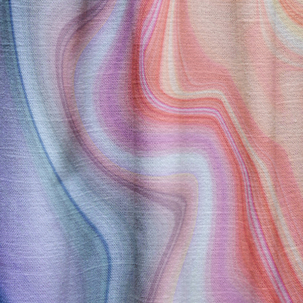 Marbled Colours in Blue, Green and Red - Modern &amp; Contemporary Curtain - 1 Panel