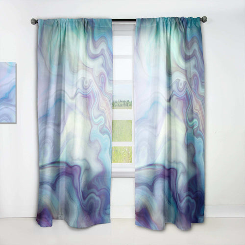 Marbled Colours in Shades of Turquoise and Purple' Modern & Contemporary Curtain 1 Panel