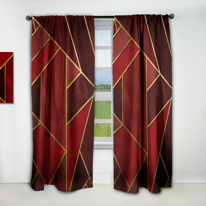 Yellow Triangulars over Shades of Red - Modern &amp; Contemporary Curtain - 1 Panel