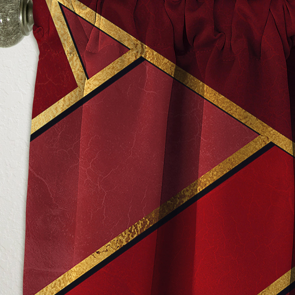 Yellow Triangulars over Shades of Red - Modern &amp; Contemporary Curtain - 1 Panel