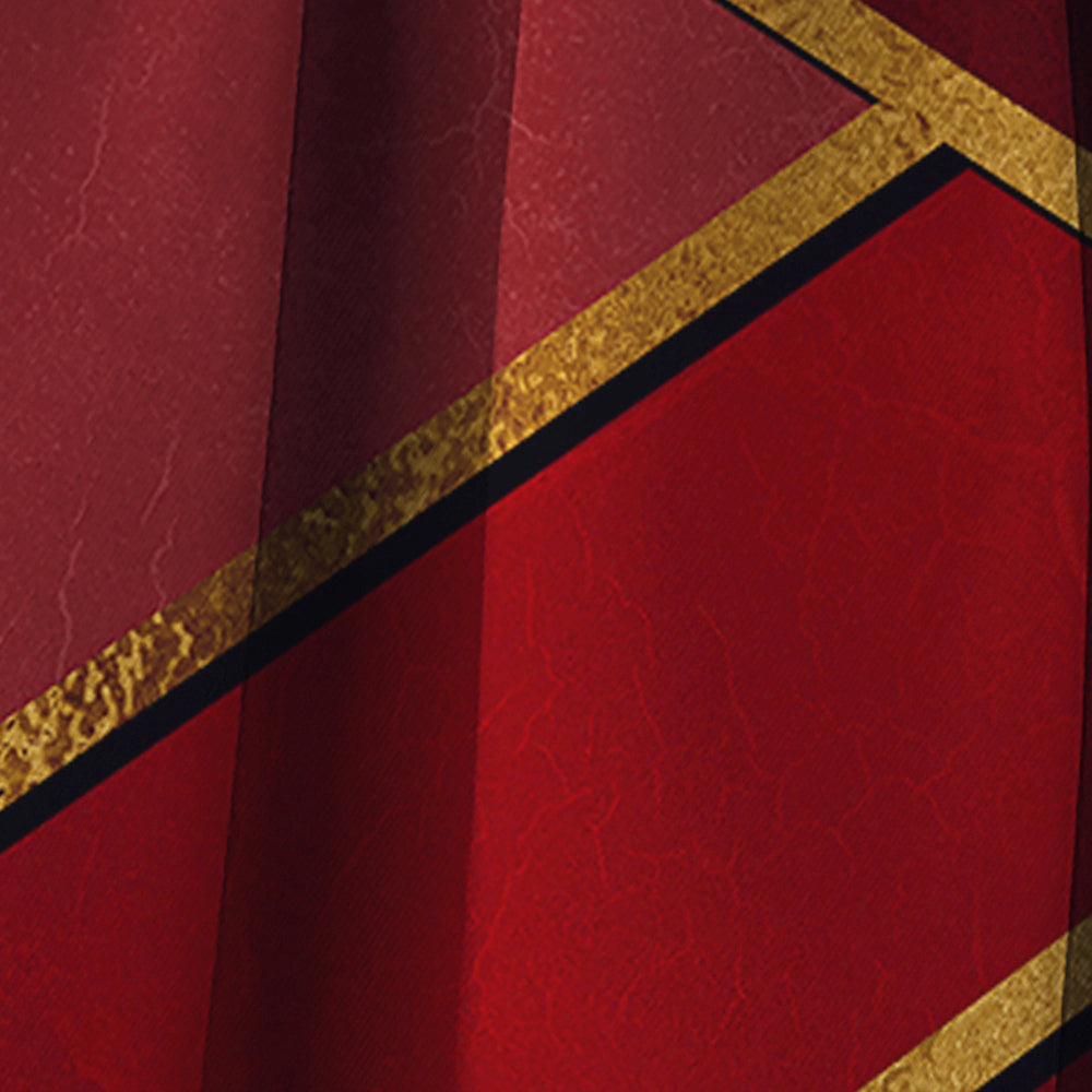 Yellow Triangulars over Shades of Red - Modern &amp; Contemporary Curtain - 1 Panel