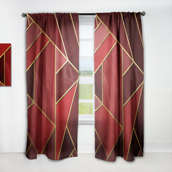 Yellow Triangulars over Shades of Red - Modern &amp; Contemporary Curtain - 1 Panel