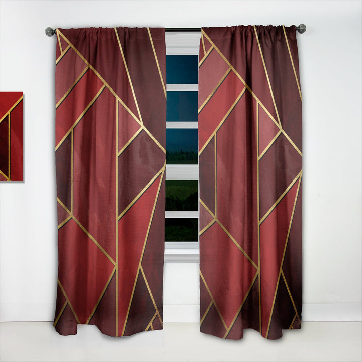 Yellow Triangulars over Shades of Red - Modern &amp; Contemporary Curtain - 1 Panel