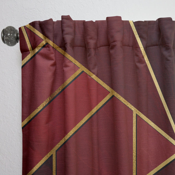 Yellow Triangulars over Shades of Red - Modern &amp; Contemporary Curtain - 1 Panel