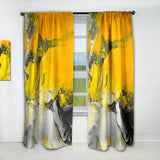 White and Yellow Marbled Acrylic with a cloud of Black - Modern & Contemporary Curtain - 1 Panel