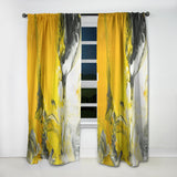 White and Yellow Marbled Acrylic with a cloud of Black - Modern & Contemporary Curtain - 1 Panel