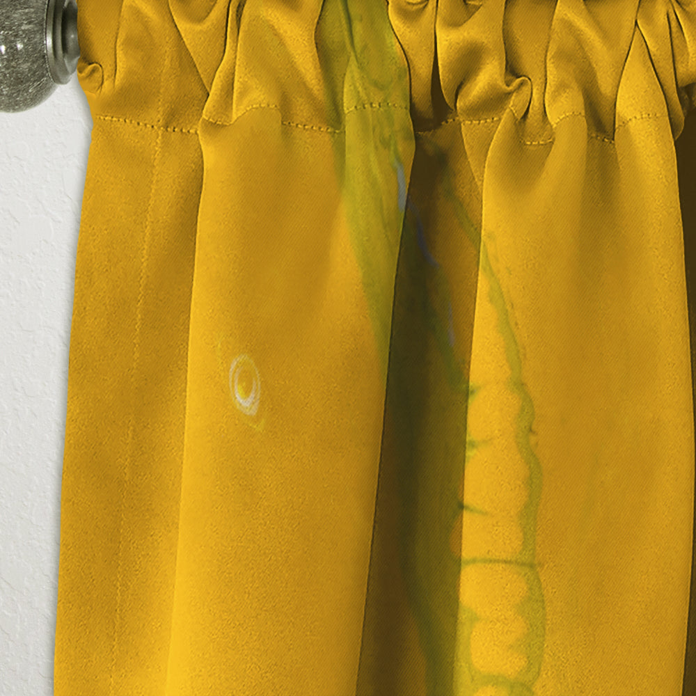 White and Yellow Marbled Acrylic with a cloud of Black - Modern &amp; Contemporary Curtain - 1 Panel