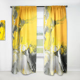 White and Yellow Marbled Acrylic with a cloud of Black - Modern & Contemporary Curtain - 1 Panel