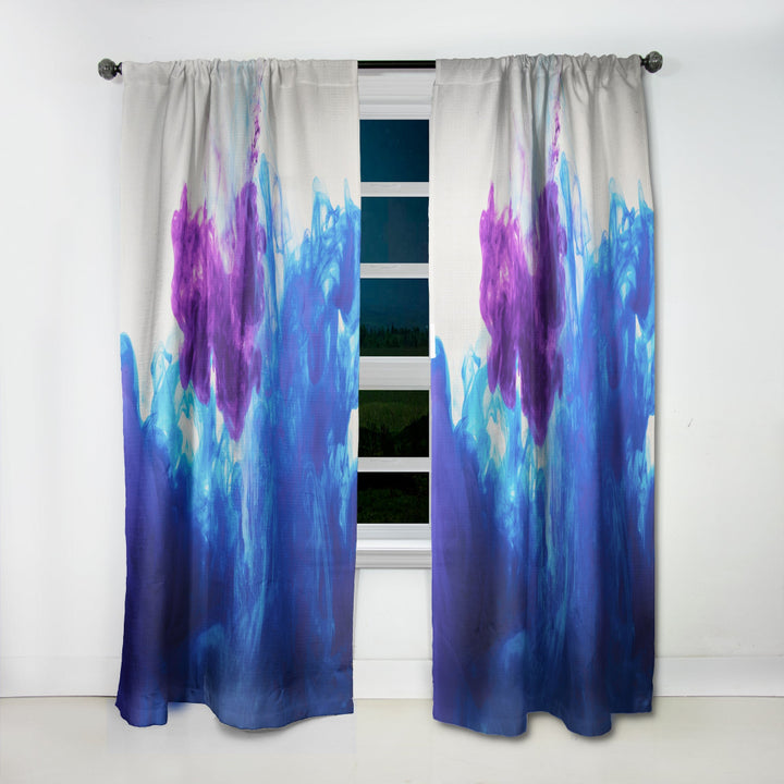 Blue and Purple Ink Composition - Mid-Century Modern Curtain - 1 Panel
