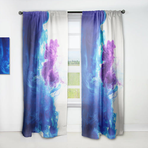 Blue and Purple Ink Composition - Mid-Century Modern Curtain - 1 Panel
