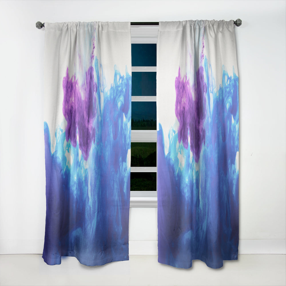Blue and Purple Ink Composition - Mid-Century Modern Curtain - 1 Panel