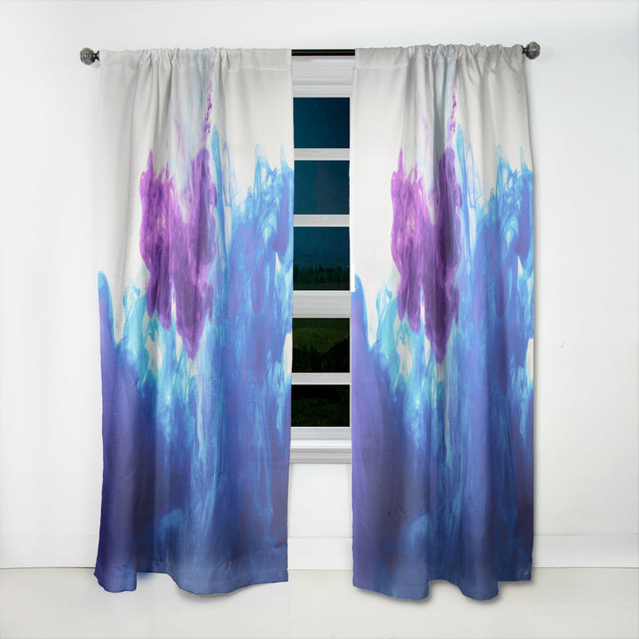 Blue and Purple Ink Composition - Mid-Century Modern Curtain - 1 Panel