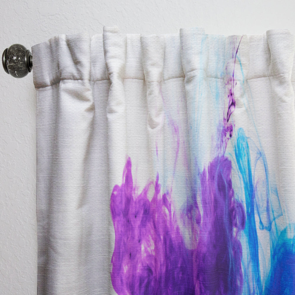 Blue and Purple Ink Composition - Mid-Century Modern Curtain - 1 Panel