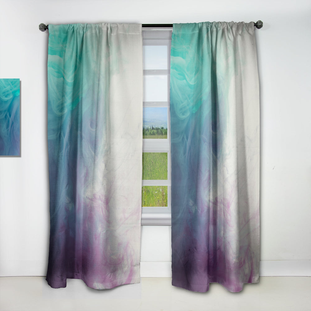 Cyan, Blue and Pink water in Ink Composition - Mid-Century Modern Curtain - 1 Panel