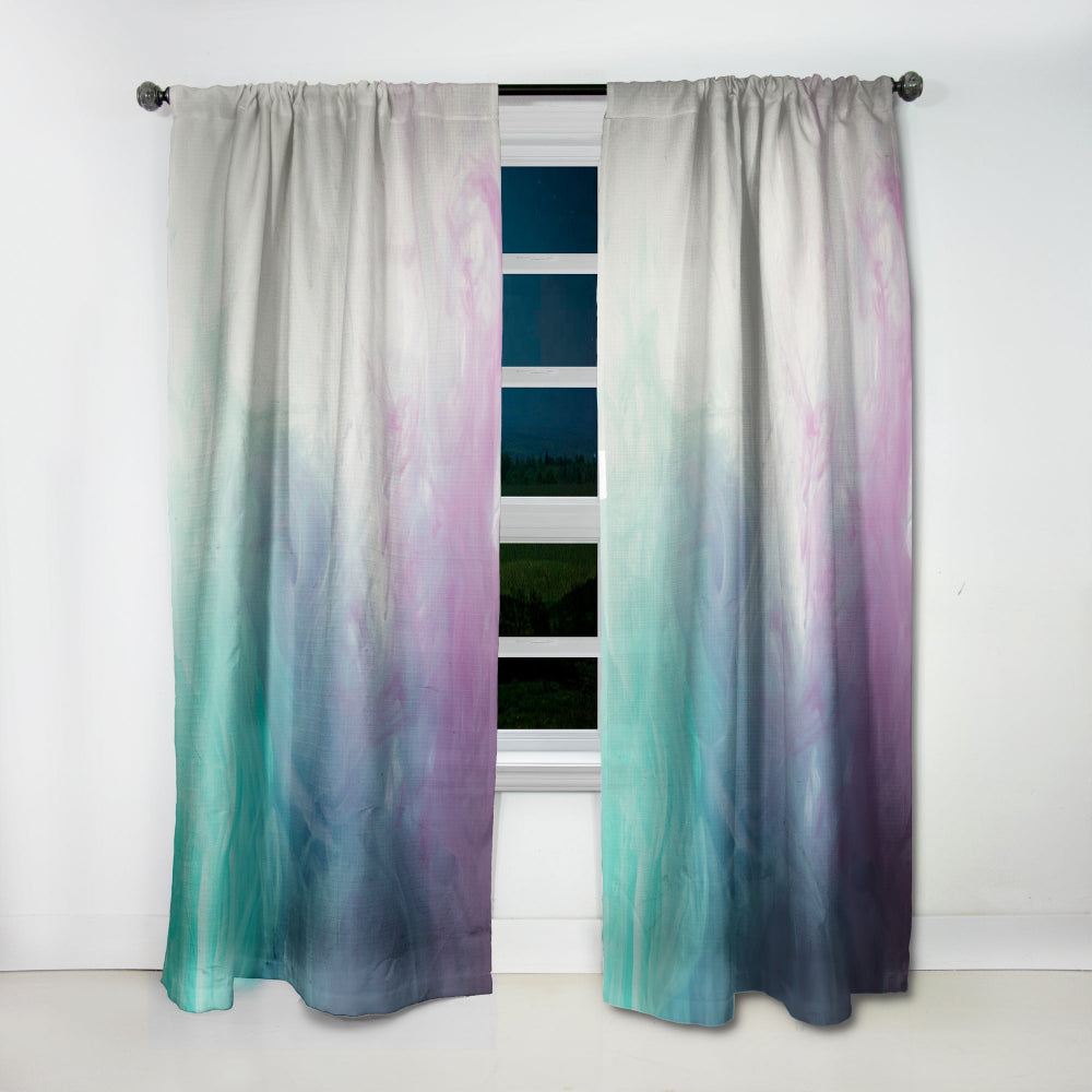 Cyan, Blue and Pink water in Ink Composition - Mid-Century Modern Curtain - 1 Panel