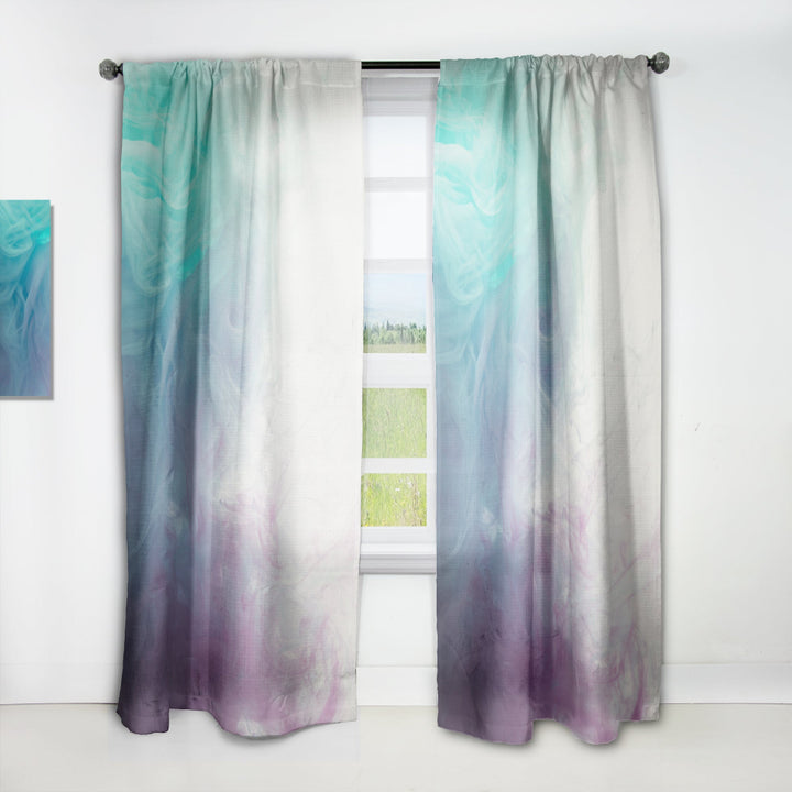 Cyan, Blue and Pink water in Ink Composition - Mid-Century Modern Curtain - 1 Panel