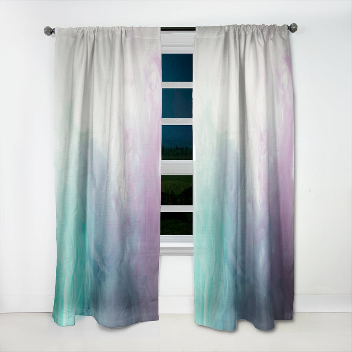Cyan, Blue and Pink water in Ink Composition - Mid-Century Modern Curtain - 1 Panel